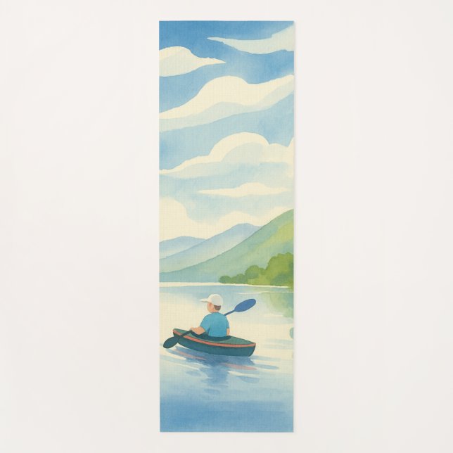 Lake Kayak Matching Right Watercolor Yoga Mat (Front)