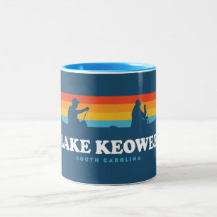 Lake Keowee South Carolina Canoe Two-Tone Coffee Mug