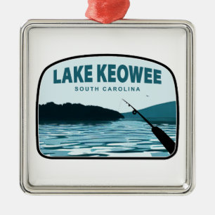 Lake Keowee South Carolina Fishing Rod Metal Ornament