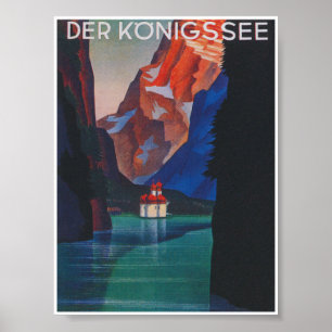 Lake Konigssee Germany Colourful Vintage Travel Poster