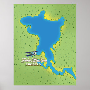 Lake Krušćica Croatia map Poster