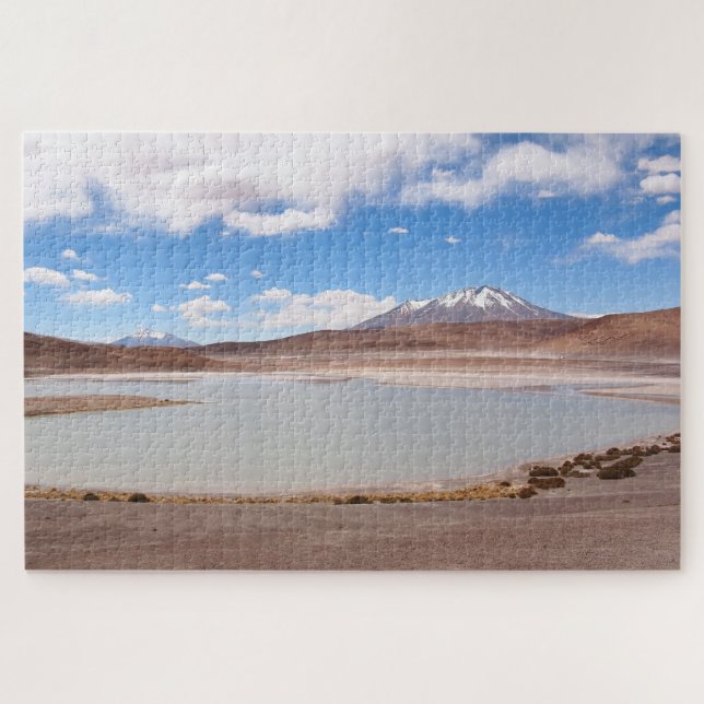 Lake landscape with volcano on the Altiplano Jigsaw Puzzle (Horizontal)