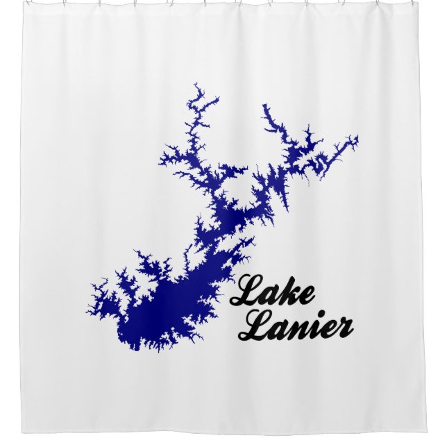 Lake Lanier Georgia Blue Shoreline Script Map Art (Front)