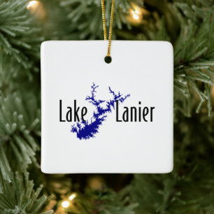 Lake Lanier Georgia Lake Map Boating and Fishing Ceramic Ornament