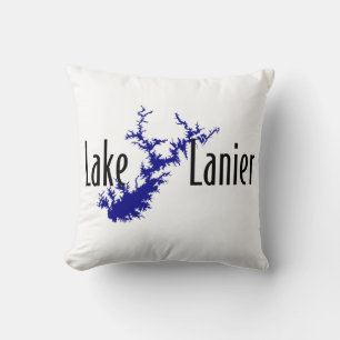 Lake Lanier Georgia Lake Map Boating and Fishing Throw Pillow