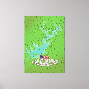 Lake Lanier Georgia Map Canvas Print