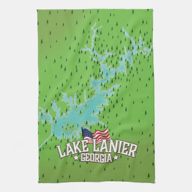 Lake Lanier Georgia Map Kitchen Towel (Vertical)