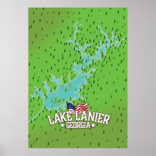 Lake Lanier Georgia Map Poster