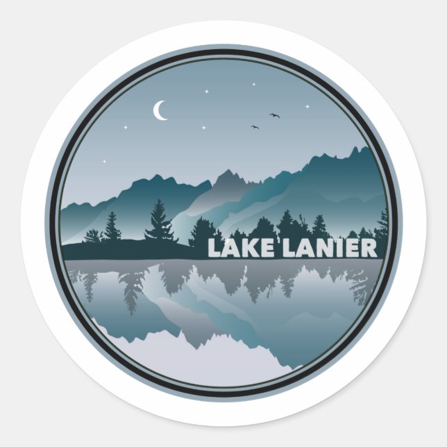 Lake Lanier Georgia Reflection Classic Round Sticker (Front)