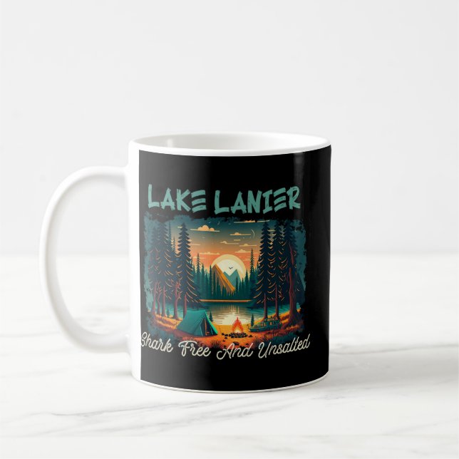 Lake Lanier Shark Free and Unsalted Funny Nature   Coffee Mug (Left)