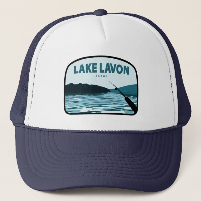 Lake Lavon Texas Fishing Rod Trucker Hat (Front)