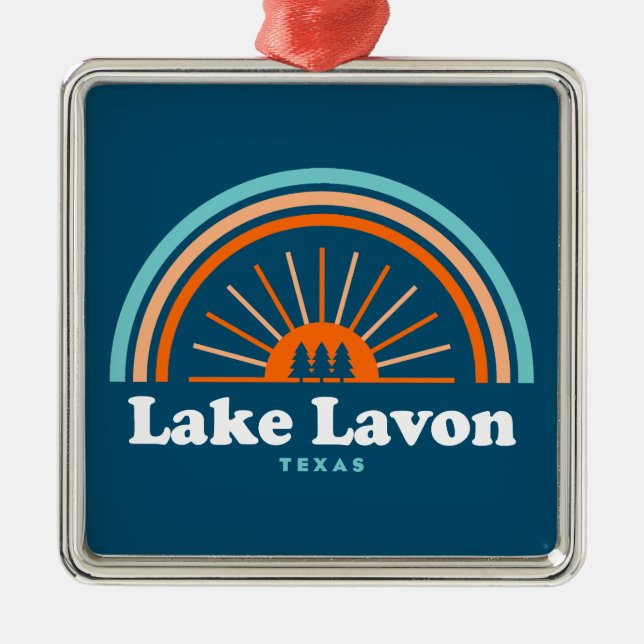 Lake Lavon Texas Rainbow Metal Ornament (Front)