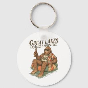 Lake Life Bigfoot Drinking Great Lakes Unsalted Sh Keychain