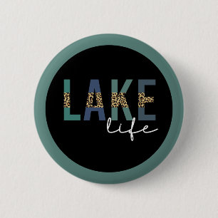 Lake Life Cheetah Print Typography 2 Inch Round Button