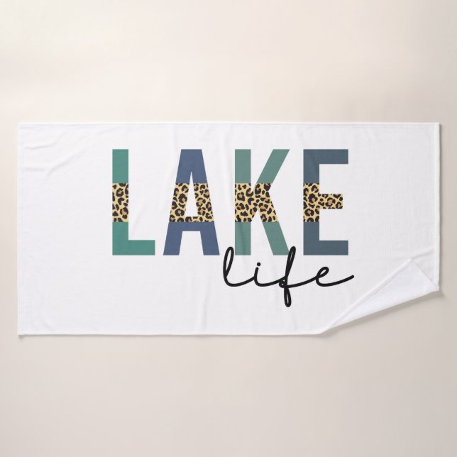 Lake Life Cheetah Print Typography Bath Towel (Bath Towel)