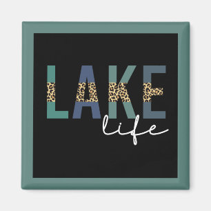 Lake Life Cheetah Print Typography Magnet