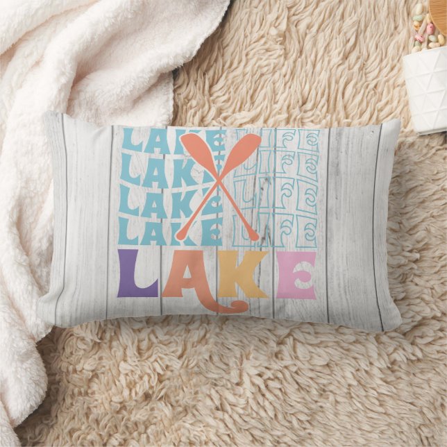 Lake Life Colourful And Fun Font   Lumbar Pillow (Blanket)