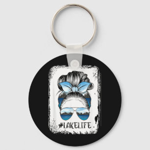 Lake Life Hair Girl Sunglasses Retro Lake Summer Keychain