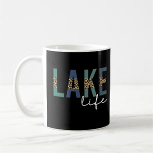 Lake Life Happy Place Cheetah Print Typography Coffee Mug