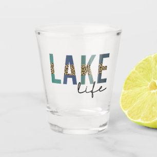 Lake Life Happy Place Lake House CheetahTypography Shot Glass
