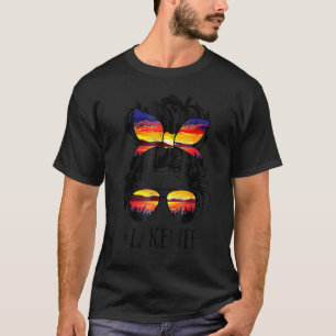 Lake Life Messy Bun Hair Girl Retro Lake Summer T-Shirt