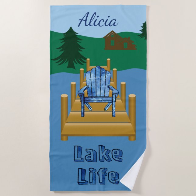Lake Life Personalized Beach Towel (Front)
