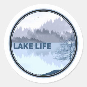 Lake Life Reflection Classic Round Sticker
