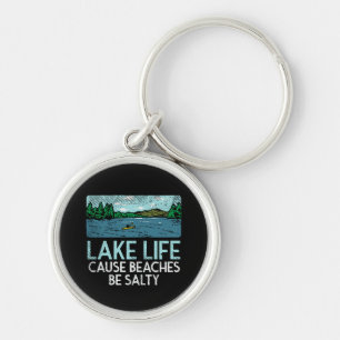 Lake Life Salty Beaches Keychain