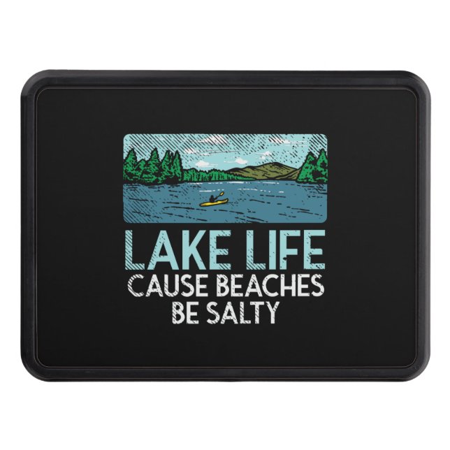 Lake Life Salty Beaches Trailer Hitch Cover (Front)
