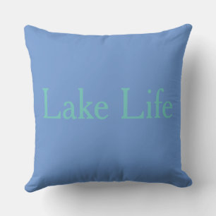 Lake life simple letters on cool tones throw pillow