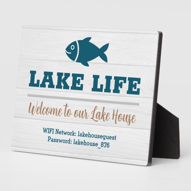 Lake Life Welcome To Our Lake House WIFI sign Plaque (Side)
