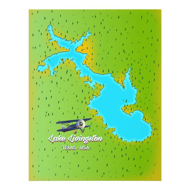 lake livingston Texas map Photo Print (Front)