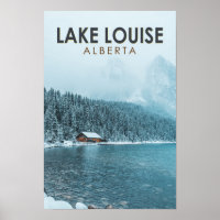 Lake Louise Alberta Canada Travel Art Vintage