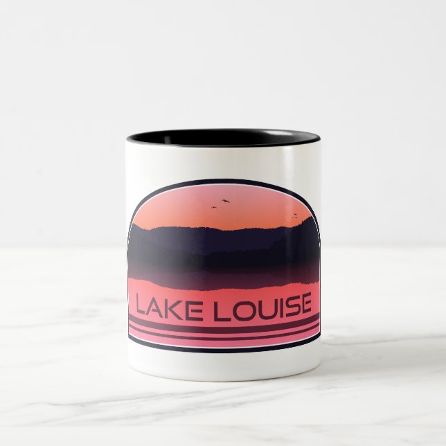 Lake Louise Banff National Park Red Sunrise Two-Tone Coffee Mug (Center)