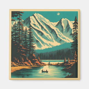 Lake Louise Banff National Park Retro Travel Magnet