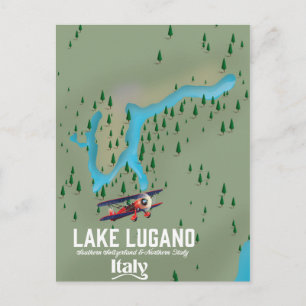 Lake Lugano Italy - Switzerland travel poster Postcard