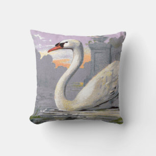 Lake Lugano Swan Throw Pillow