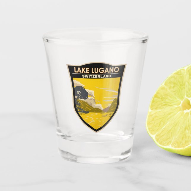 Lake Lugano Switzerland Travel Art Vintage Shot Glass (Front)