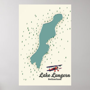 Lake Lungern Switzerland map Poster