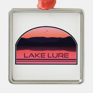 Lake Lure North Carolina Red Sunrise Metal Ornament