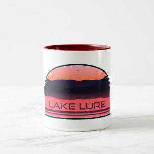 Lake Lure North Carolina Red Sunrise Two-Tone Coffee Mug