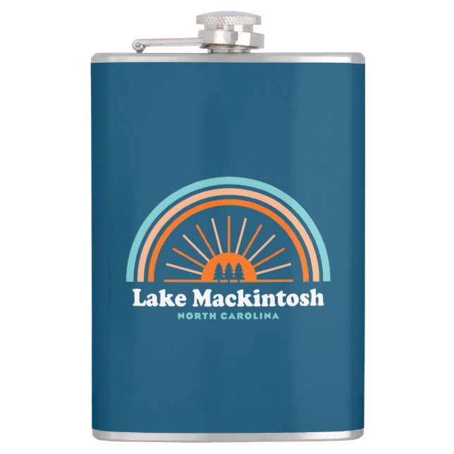 Lake Mackintosh North Carolina Rainbow Hip Flask (Front)
