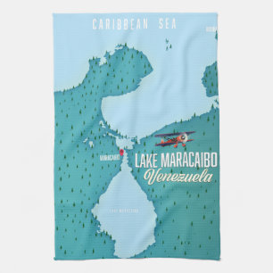 Lake Maracaibo, Venezuela map navigation. Kitchen Towel