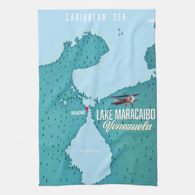 Lake Maracaibo, Venezuela map navigation. Kitchen Towel (Vertical)