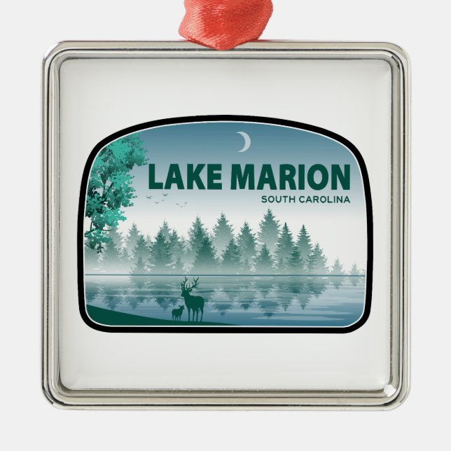 Lake Marion South Carolina Deer Metal Ornament (Front)