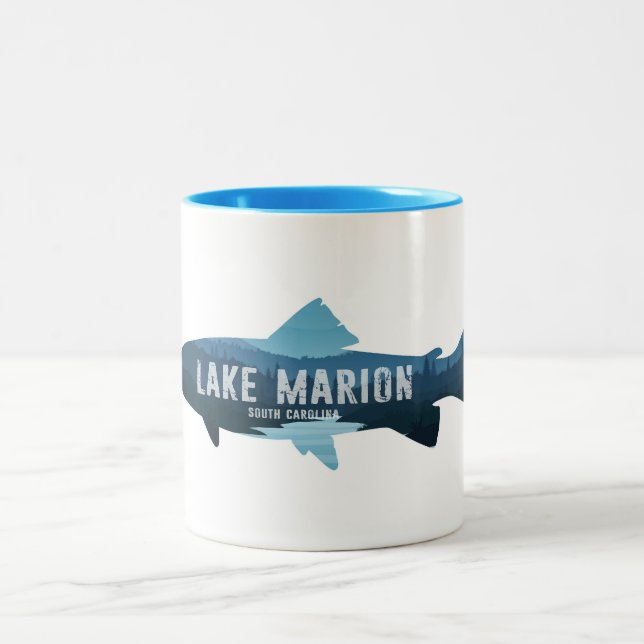 Lake Marion South Carolina Fish Two-Tone Coffee Mug (Center)