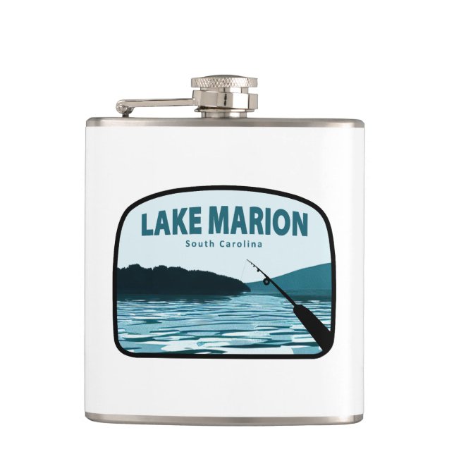 Lake Marion South Carolina Fishing Rod Hip Flask (Front)
