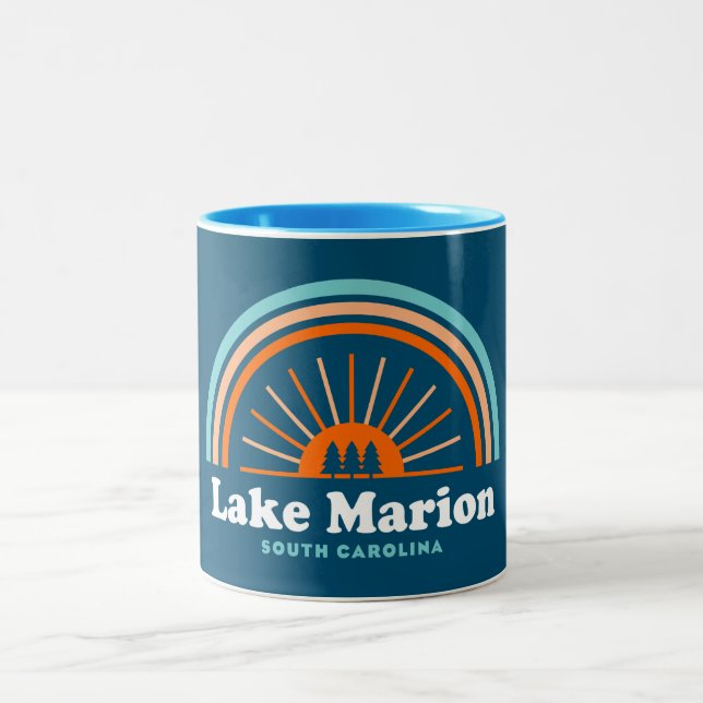 Lake Marion South Carolina Rainbow Two-Tone Coffee Mug (Center)