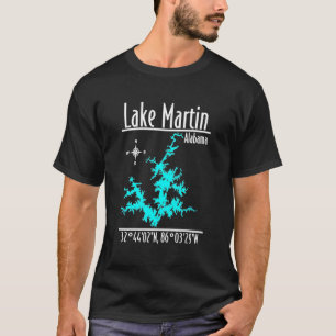 Lake Martin Alabama Nautical Map Coordinates Shirt