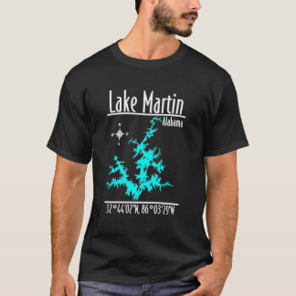 Lake Martin Alabama Nautical Map Coordinates Shirt